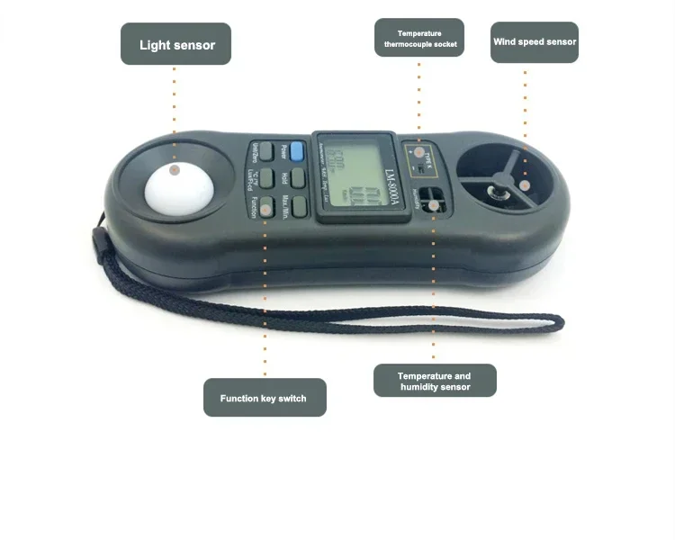 Heiße Verkäufe Multifunktions-Anemometer / Beleuchtungsstärkemessgerät / Thermometer / Hygrometer