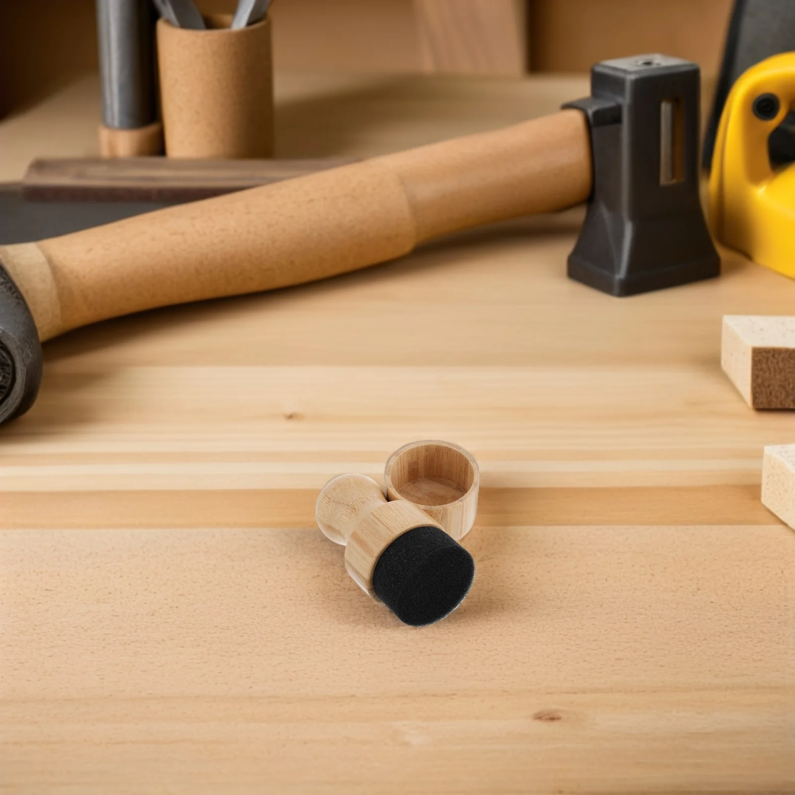 

2Sets Oil Wax Applicator Bamboo Handle Sponge Brush for Cutting Board Butcher Block Countertop Wood Maintenance Care Tool