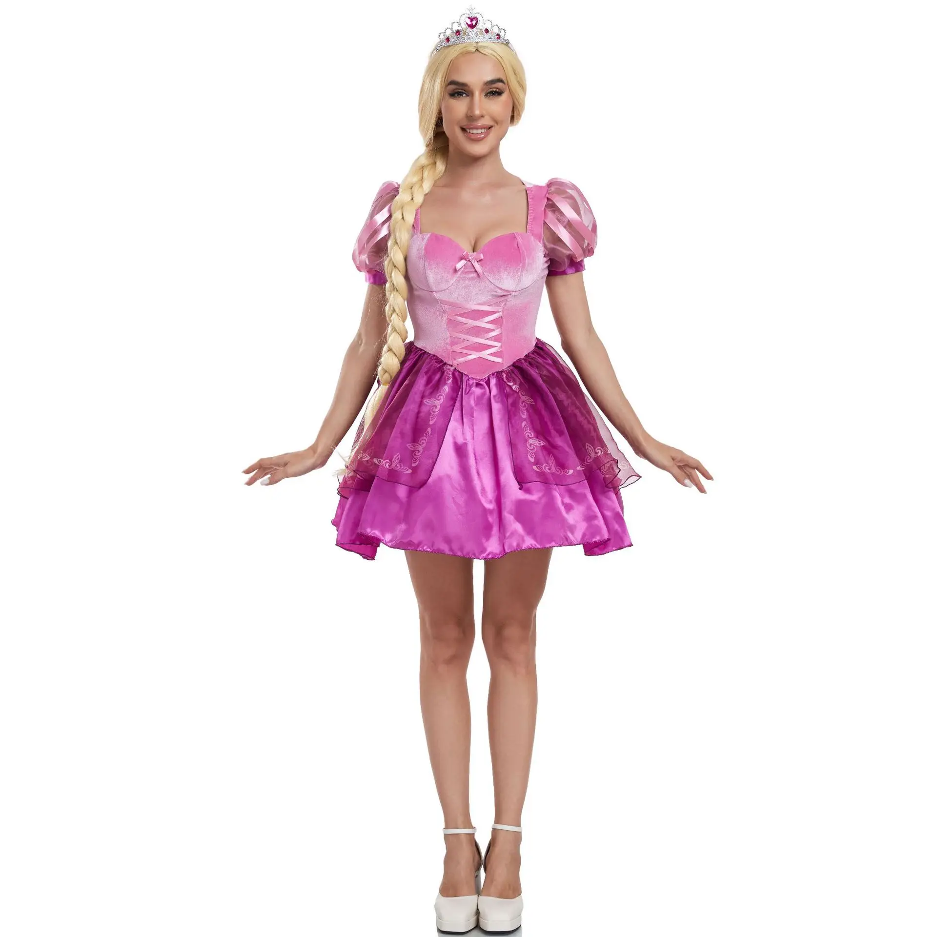 2024 Nieuwe Paarse Prinsessenjurk Sexy Feestkostuum Voor Volwassen Vrouwen Halloween Cosplay Kostuum