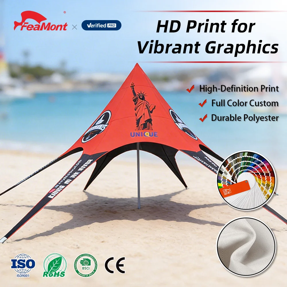 

FEAMONT Customizable Star Tent for Exhibitions and Promotional Events - High Visibility with Full Color Dye Sublimation Printing