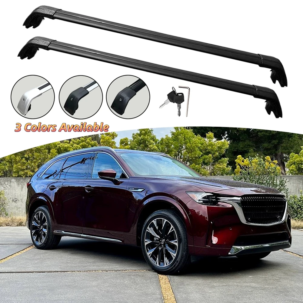 2PCS Aluminum Crossbar Fit for Mazda CX-90 CX90 2024 2025 Cross Bar Roof Luggage Cargo Carrier Lockable