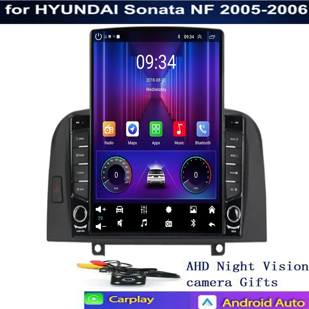 

8G + 128G Android 14 для Hyundai Sonata NF 2004-2008, автомобильный радиоприемник, аудио, мультимедиа, стерео, ПК, планшетный GPS-монитор, DVD Carplay Auto