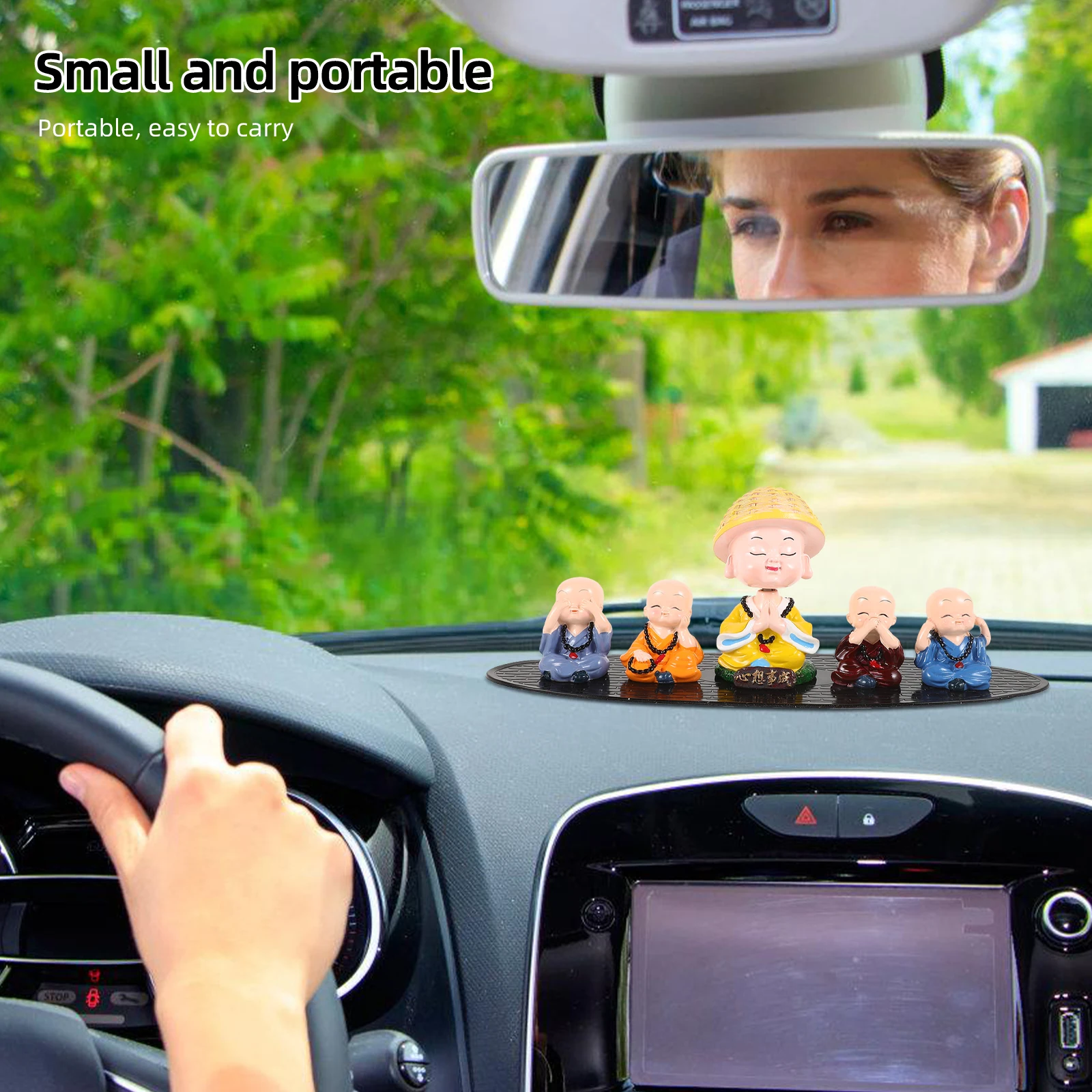 

5pcs Shaking Head Bobble Head Car Dashboard Decoration Mini Buddha Statue Resin Ornament For Home Office Good