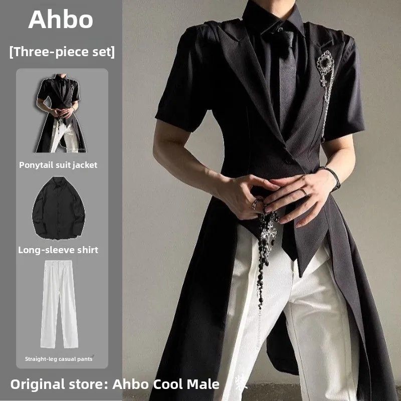 Black Tailored Suit Set for Men And Women Spring Autumn High-End Feeling Dress Coat Slim Neutral Style Tailor Suit Vest Female
