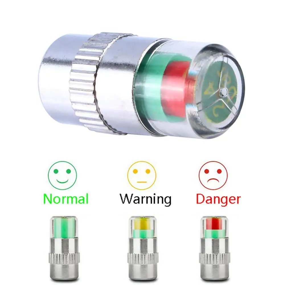 2/4 Stuks Auto Bandenspanning Indicator Bandenspanningsmeter Indicator Waarschuwing Bewaking Ventiel Dop Sensor Externe Klep Detectie