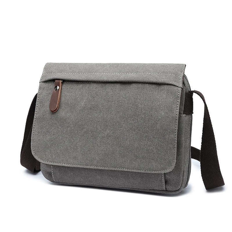 Nesitu High Quality Vintage Casual Black Coffee Khaki Blue Green Grey Durable Canvas Women Men Shoulder Messenger Bag M6437 view 2