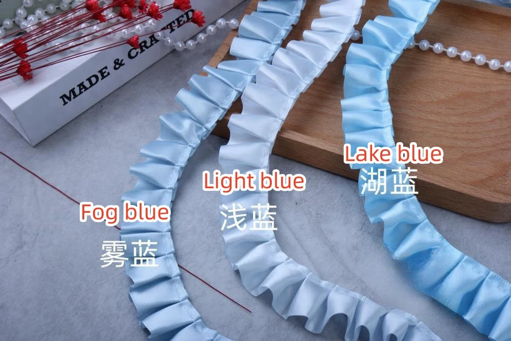 10 Yard/Lot 2,5 CM Breite Satin Plissee Band Falten Spitze Trim DIY Rock Manschetten Handwerk Puppe Kleidung Nähen zubehör – Detail 6