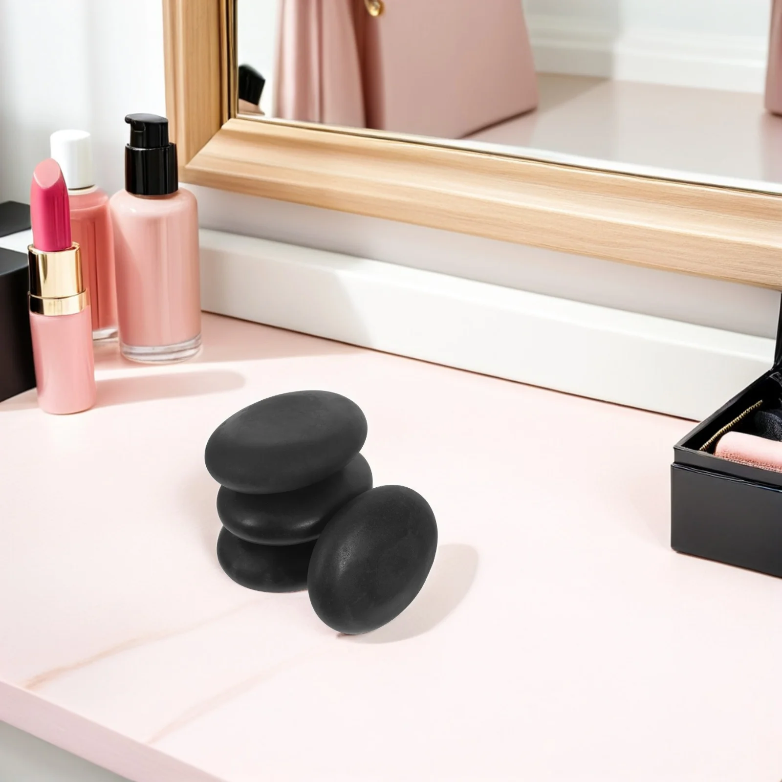 

4Pcs Basalt Hot Stone Massage Set Natural Spa Heated Stones for Back Body Relaxation Therapy Essential Oil Massage Tool