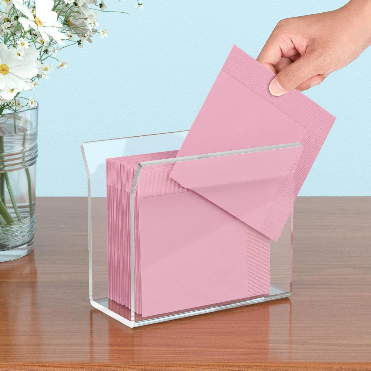 Transparent Acrylic Tissue Box Holder Desktop Vertical Napkin Holder Tissue Box Organizer Office Hotel Restaurant Table Decor