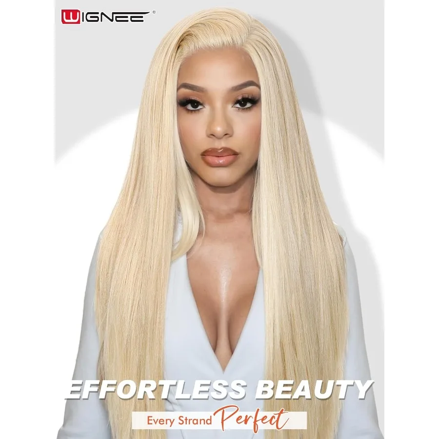 شعر مستعار صناعي بدانتيل أمامي 13x6 من WIGNEE 28 شعر مستعار أشقر مصنوع يدويًا باروكات أمامية من الدانتيل مع شعر كانيكالون فوتورا ضخم Lo