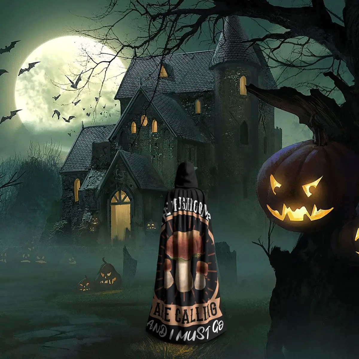 جمع الفطر منتقي الفطر الخنازير طويل مقنع عباءة الساحرة القرون الوسطى زي تأثيري كيب هالوين مصاص دماء للجنسين