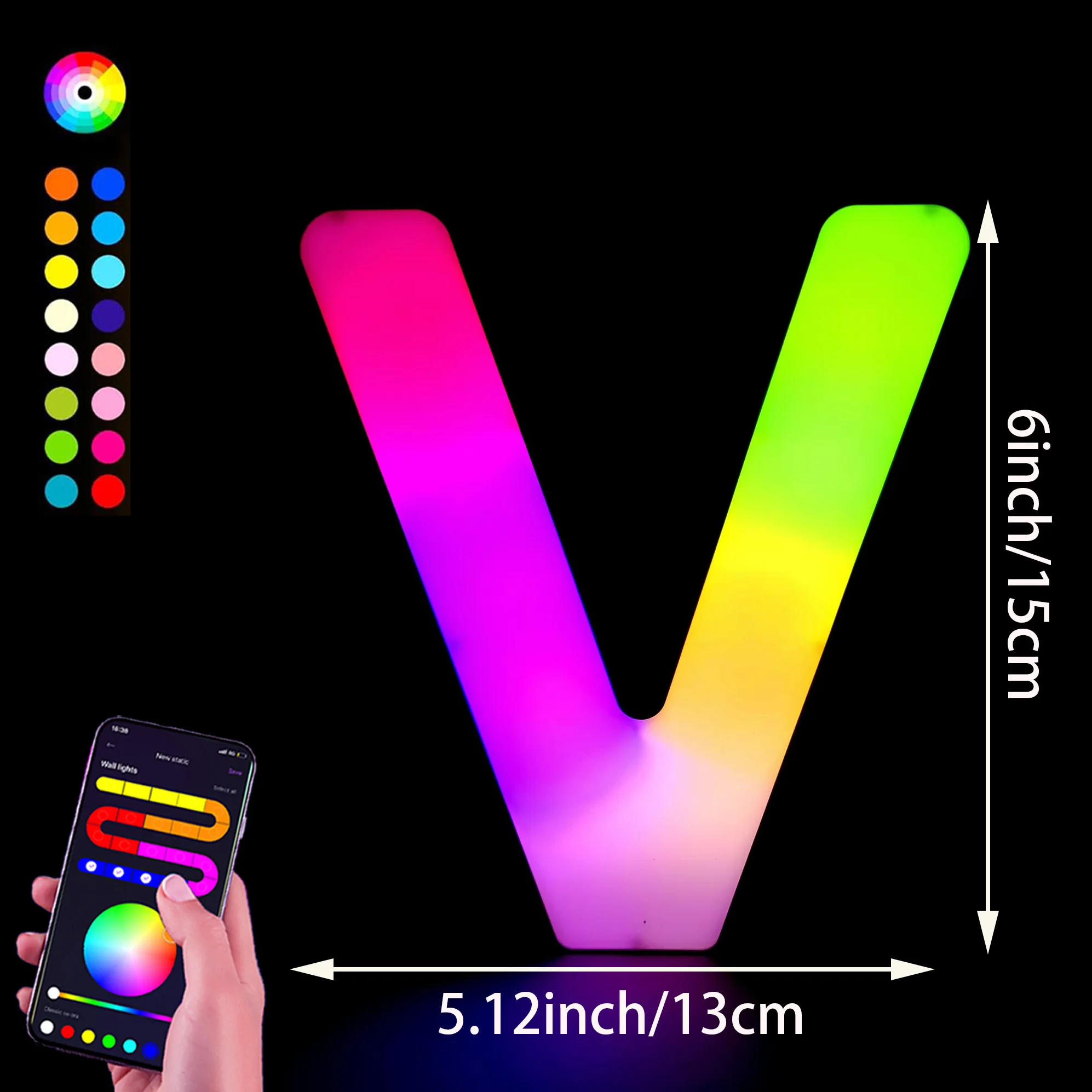 1PC Smart LED Letter Light - DIY RGB Marquee App Controle Muziek Sync Indoor Sign Game Holiday Party Bruiloft Afstuderen Seizoen A-Z