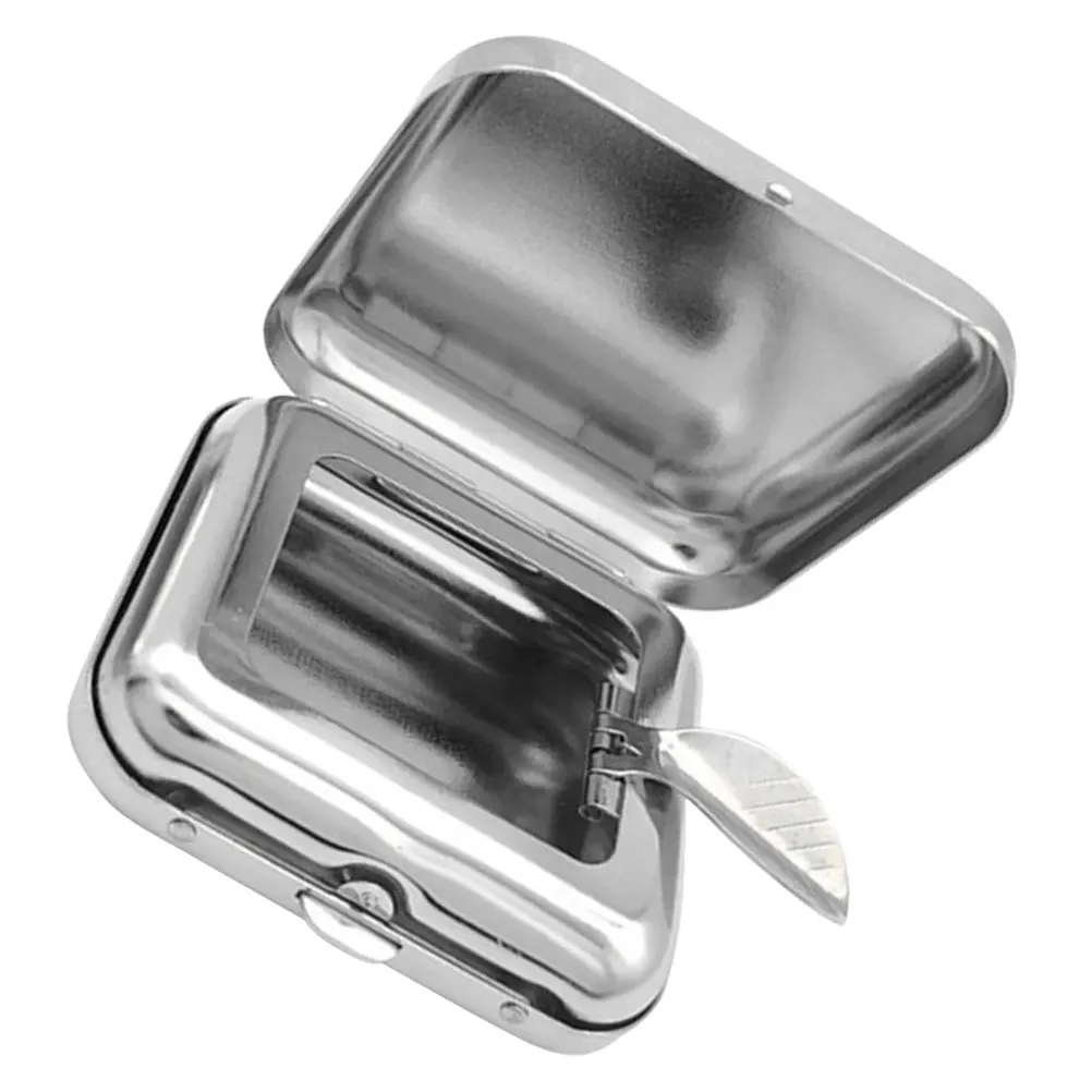 

Прочный металлический мини-карманный портативный мундштук с крышкой для улицы, путешествия, автомобиль, стальной контейнер, домашний патио, карман для барбекю, пепельница