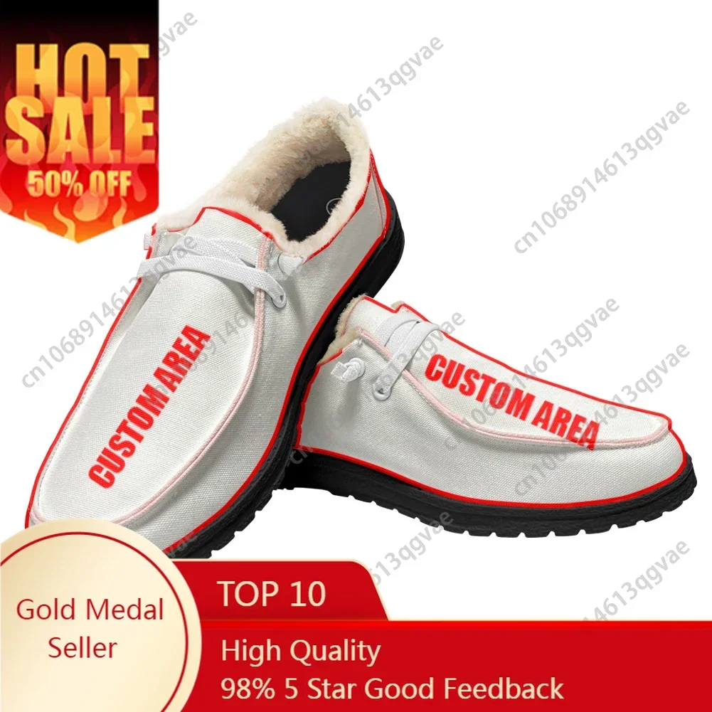 

Custom Velvet Flat Shoes For Men And Women Warm Casual Shoe Indoor And Outdoor Light Shoes Couple DIY Custom Couple Shoes