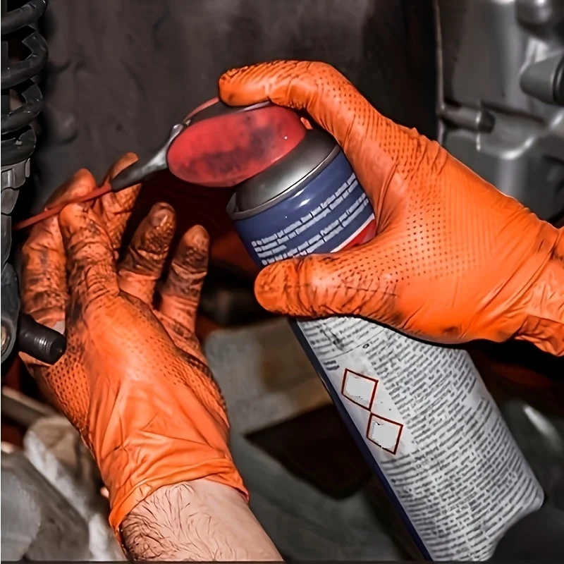 pacote-com-30-15-pares-de-luvas-de-nitrilo-laranja-com-textura-diamantada-adequadas-para-reparos-automotivos-uso-externo-limpeza-de-cozinha-e-domestica-e-versateis-para-multiplos-cenarios-de-limpeza