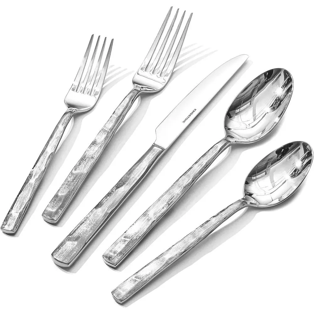 

40-Piece 18/10 Stainless Steel Brushed Handle Cutlery Set for Kitchen, Home, and Wedding - Rust Resistant, Dishwasher Safe