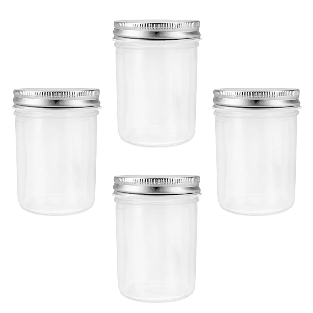 4Pcs Fruit Jam Canning Jars Multi-Functional Sealing Containers Transparent Airtight Glass Storage Bottles for Kitchen Food