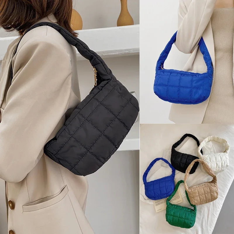 

2021 New Winter Down Jacket One-shoulder Underarm Bag Fashion Candy Color Tide Fold Cloud Portable Female Bag