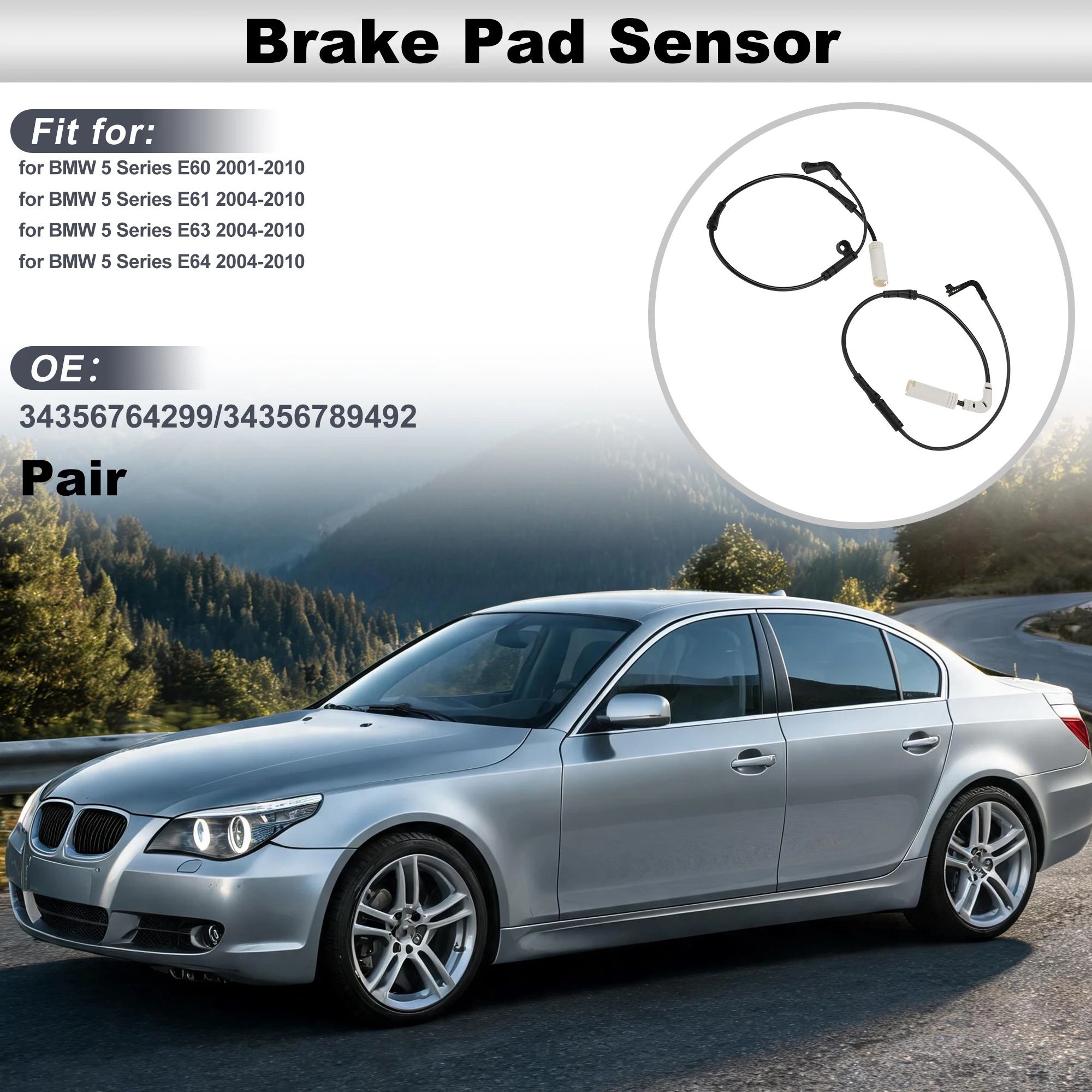UXCELL Front/Rear Brake Pad Wear Sensor for BMW 5 Series E60 2001-2010