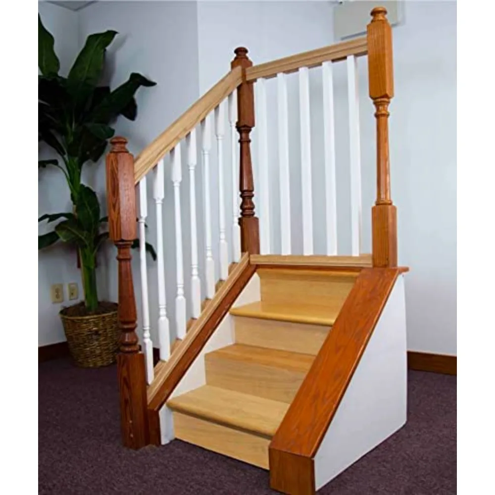 Indoor Stair Rail Section Kit with Primed White Wood Colonial Balusters (5141 Style, 1 1/4\