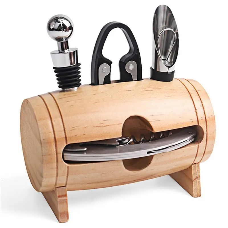 ABWR-Manual Red Wine Bottle Opener, Wooden Swing Rack& Household Red Wine Bottle Opener Set Utensils
