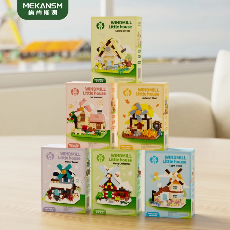 Children's Education DIY Building Blocks - Forest House Street Scenery Windmill Tree House Handmade Toy Gifts