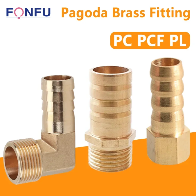 

20pcs Pagoda Brass Hose Fitting 6/8/10/12/14mm Barb Tail 1/8" 1/4" 3/8" 1/2" BSP Male Female Thread Copper Connector Coupler