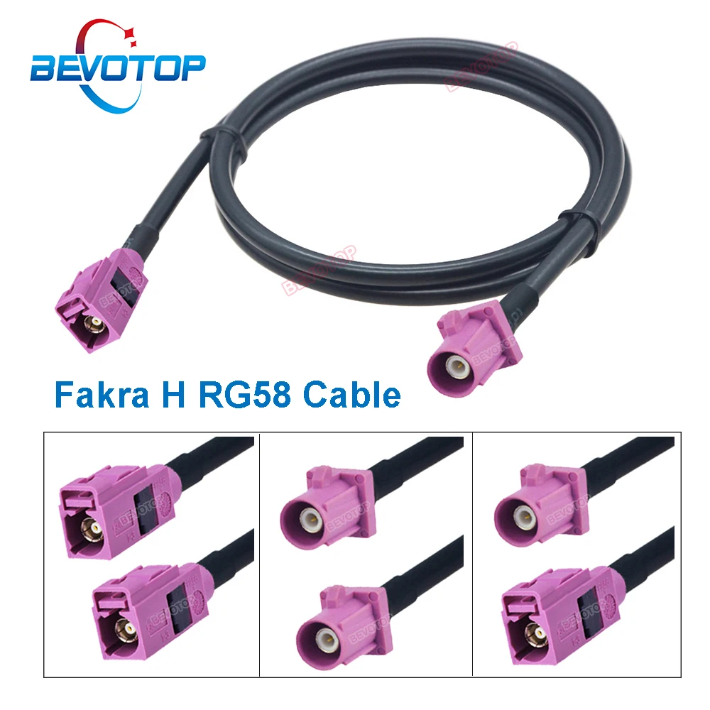 1 STKS Fakra RG58 Kabel Violet Roze Fakra H Mannelijke/Vrouwelijke Jack Plug M/M M/F F/F Fakra Jumper RG58 Pigtail BEVOTOP Auto Kabel Draad