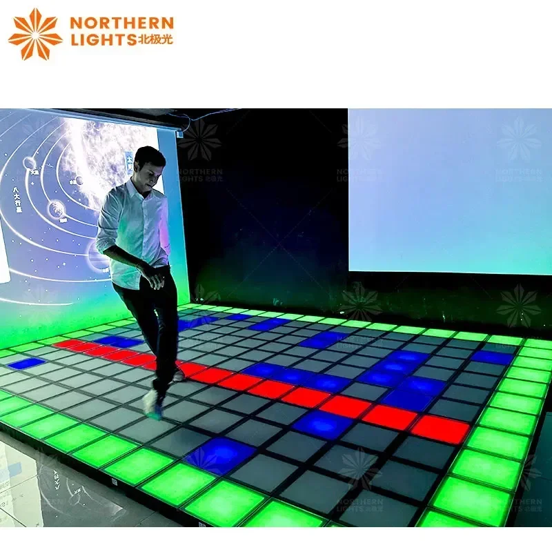 Supershow Active Game Dance Floor Led Pressure Sensitive Interactive Led Dance Floor for Theme Park Game Room