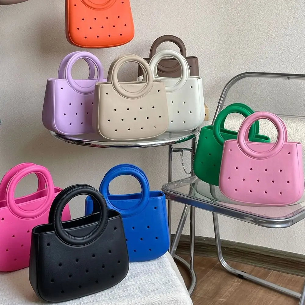 

Hot Sale EVA EVA Crossbody Bag Waterproof Large Capacity Beach Bag Pure Color DIY Hole Bag Outdoor