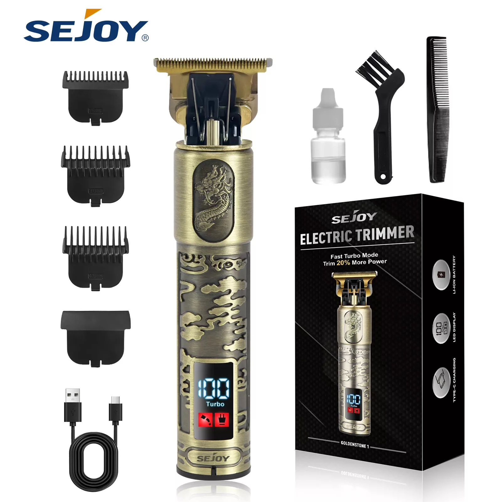 Sejoy Hair Clippers for Men Professional Cordless Barber Clippers for Hair Cutting Machine Rechargeable Beard Trimmer