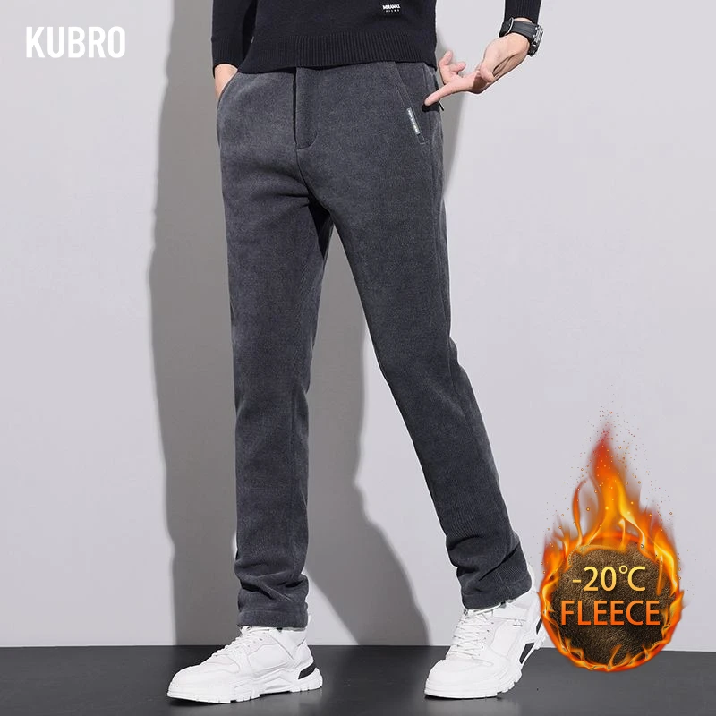 

Новые осенние и зимние стильные утолщенные облегающие повседневные брюки из европейского хлопка и флиса для мужчинМодная и повседневная мужская одежда