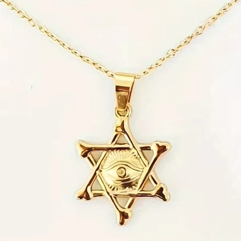 Women Star of David Illuminati Masonic All Seeing Evil Eye Pendant Necklace