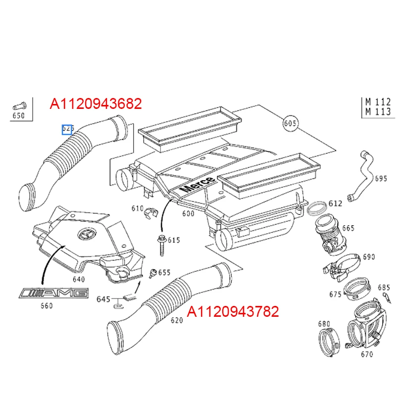 1120943482 1120943582 1120943782 1120943682 Air Intake Duct Hose for Mercedes Benz W220 S280 S320 S350 W211 E240 E320 2003-2008