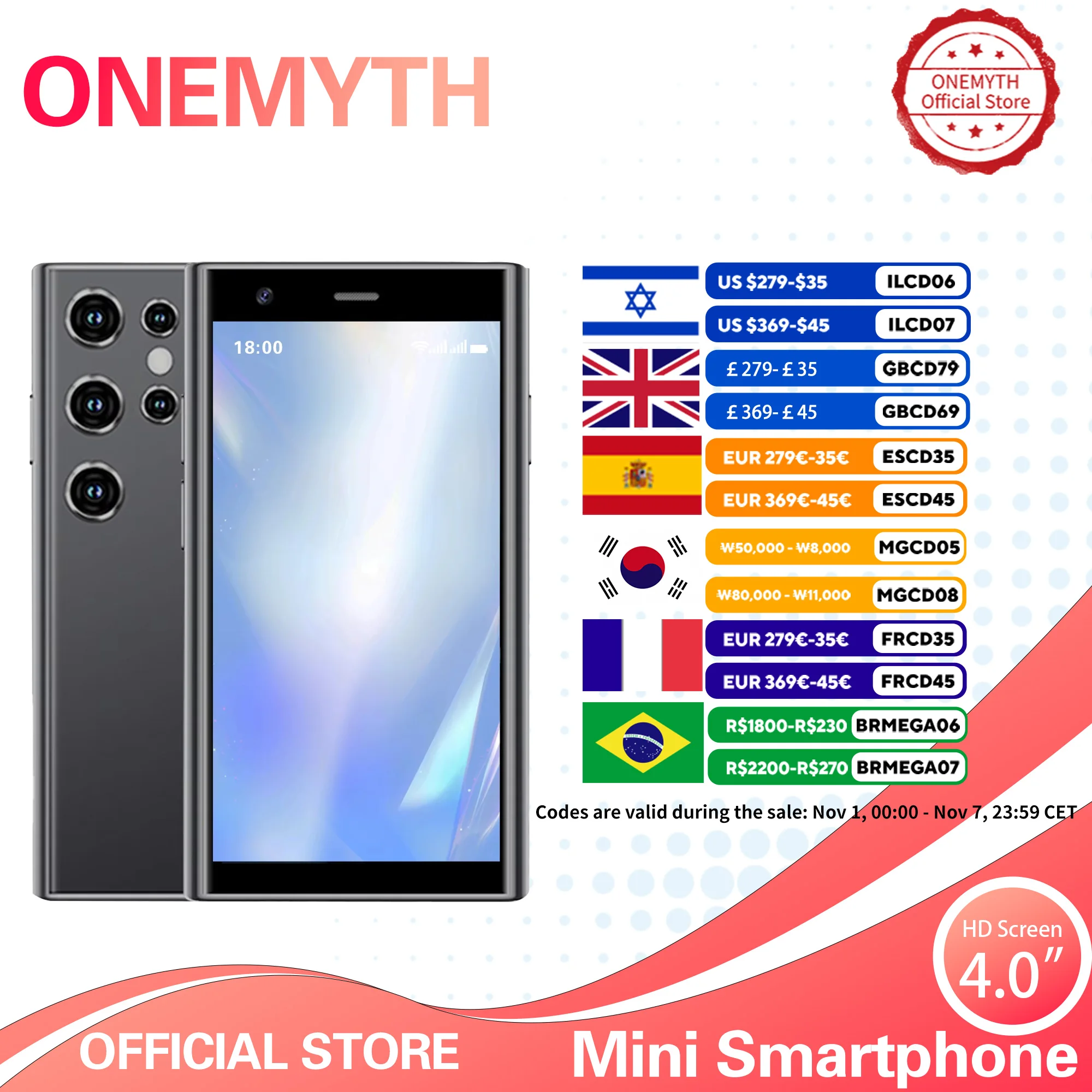 New 2025 ONEMYTH S23 Pro Mini Smartphone 3.0-inch Display 16GB HD Dual Camera Dual SIM Quad Core Small Phone