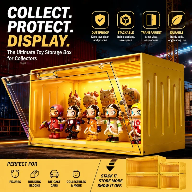 Acrylic Display Case for Blind Box Collection, Transparent Dustproof Showcase for POP MART Figures Dolls Toys and Mini Models
