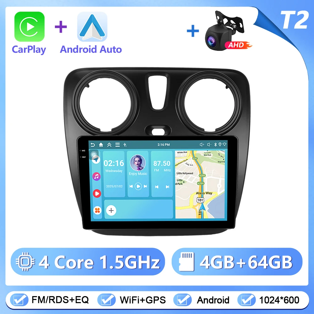 Podofo CarPlay Android Autoradio Voor Renault Lodgy 2021/Dokker 2012-2020 GPS Intelligente Systemen tereo Multimedia Autoradio