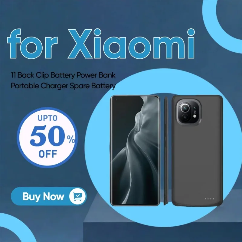 

10000mAh External Battery Charger Case for Xiaomi Mi 11 Back Clip Battery Power Bank Portable Charger Spare Battery