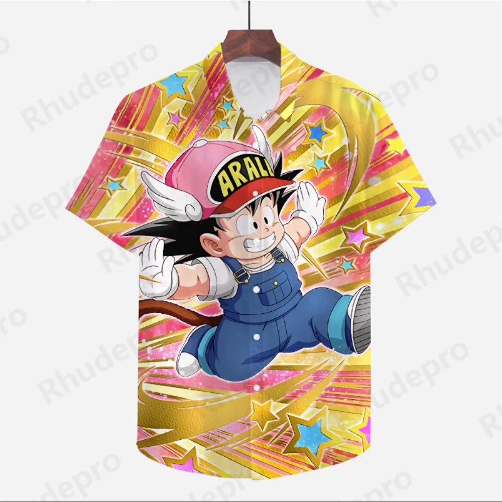 Male Clothes Men's Shirt Seaside Trip Shirts Dragon Ball Z Cute Social Fashion Original Oversized Blouse Beach Style Streetwear