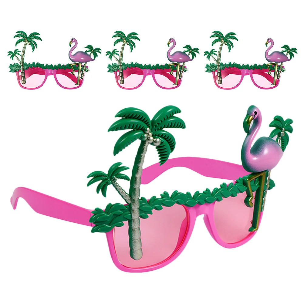 

4 шт., тропические гавайские очки, фламинго, кокосовая пальма, забавные вечерние солнцезащитные очки для лета, пляжа, забавные очки