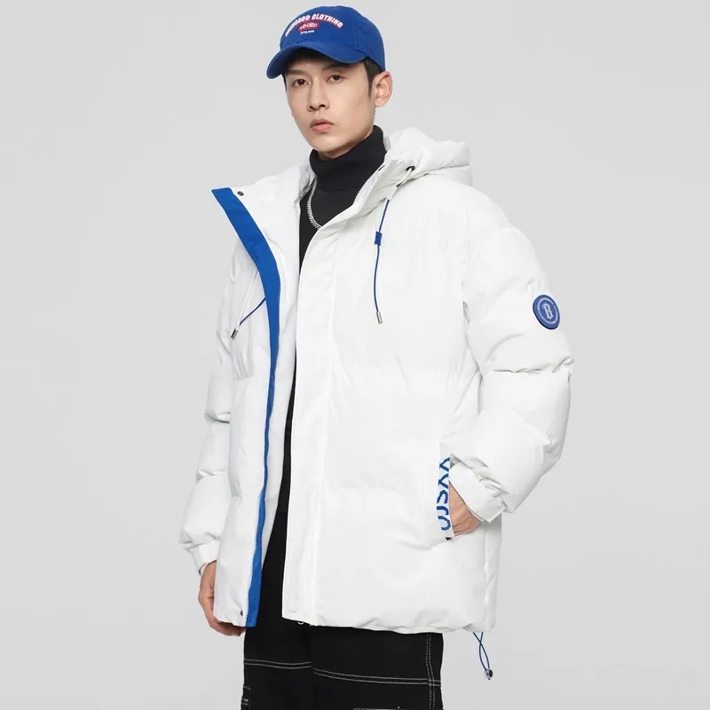 

Мужская осенне-зимняя утепленная хлопковая куртка с капюшоном, молодежная модная куртка-пуховик на молнии из полиэфирного волокна