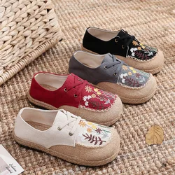 New Fashion Ethnic Style Women's Shoes Dandelion Embroidered Linen Shoes Tendon Bottom Hand-stitched Casual Cloth Shoes