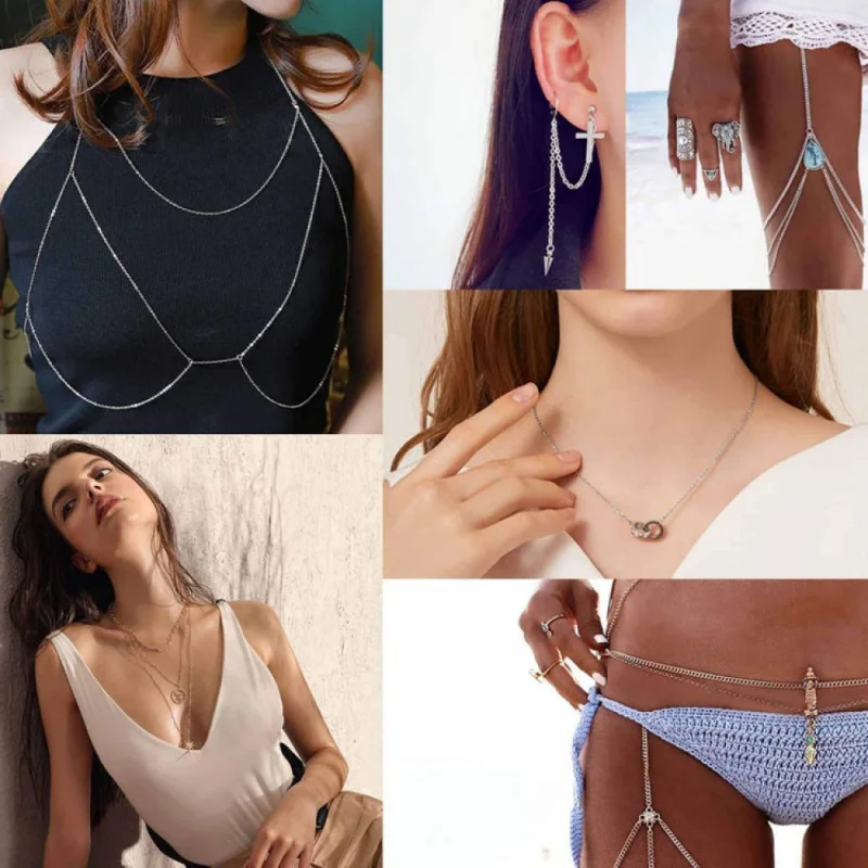 15m Jewelry Chain 2.0mm Silver Necklace Stainless Steel Women Metallic Belt with 20 Pcs Lobster Buckle and 30 One Open Jump Ring