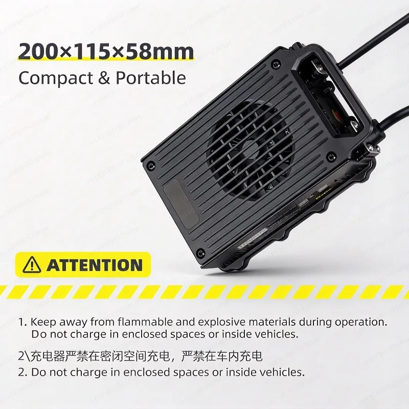 60V 12A Fast Battery Charger, Compatible with 60V 32Ah 38.5Ah 40Ah, 3-Stage Smart Charging for E-Bike