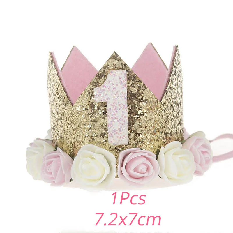 Baby Birthday Party Hat Princess Crown Headband 1 Year Birthday Decorations Baby Shower One 1st 2nd 3rd Birthday Party Supplies