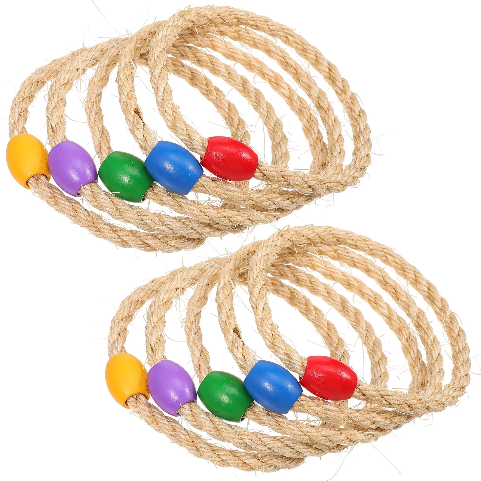 

10 Pcs Rope Loop Ring Toss Game Toy Outdoor Throwing Rings Blocks Kids Ring Toss Toy Kids Carnival Party Wooden