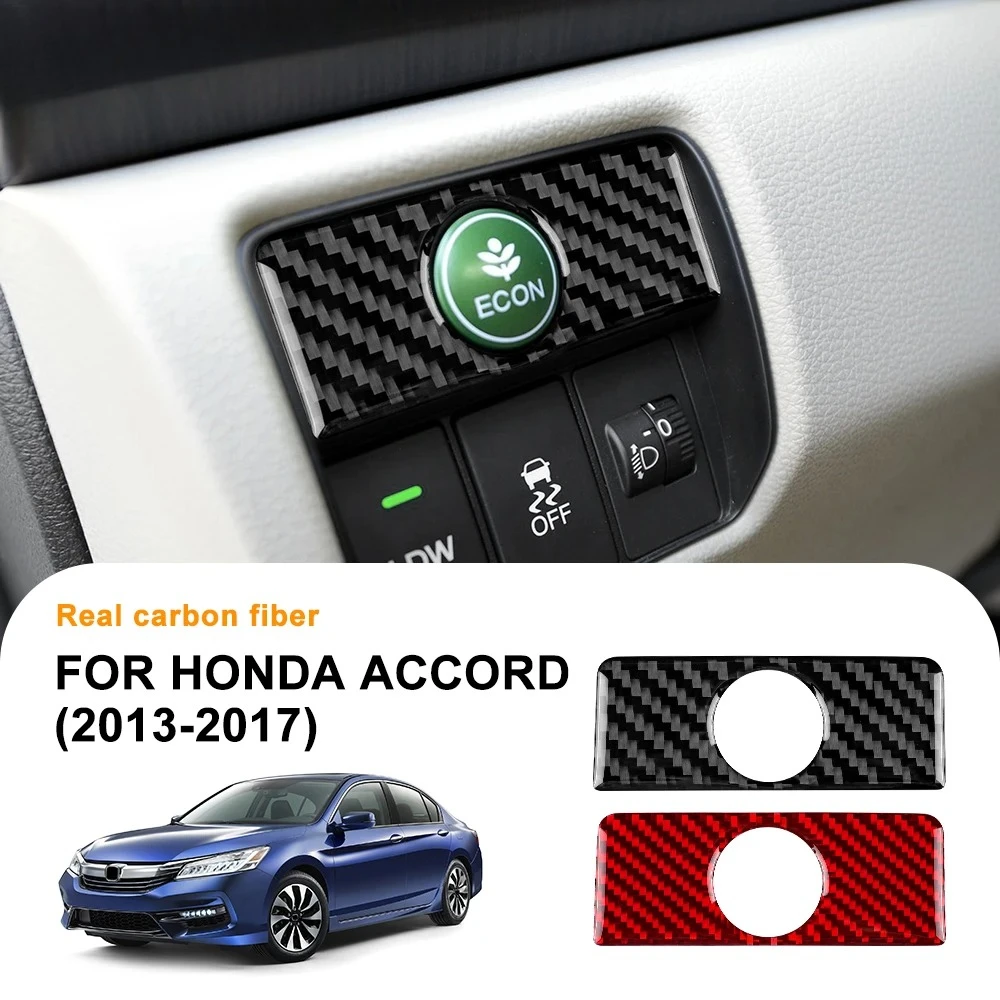 Echte Weiche Kohlefaser für Honda Accord 2013 2014 2015 2016 2017 LHD Auto Scheinwerferschalter Schlüsselrahmen Innenraum-Zierleisten Zubehör