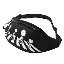 Custom Rock Tees Group Walk S-Snoopys Fanny Pack Women Men Dog Crossbody Waist Bag for Camping Biking Phone Money Pouch