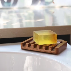 Soap Dish With Slanted Waterfall Design Bar Soap Holder Teak Wood Soap Box Soap Saver For Shower,Bathroom, Sink, Kitchen