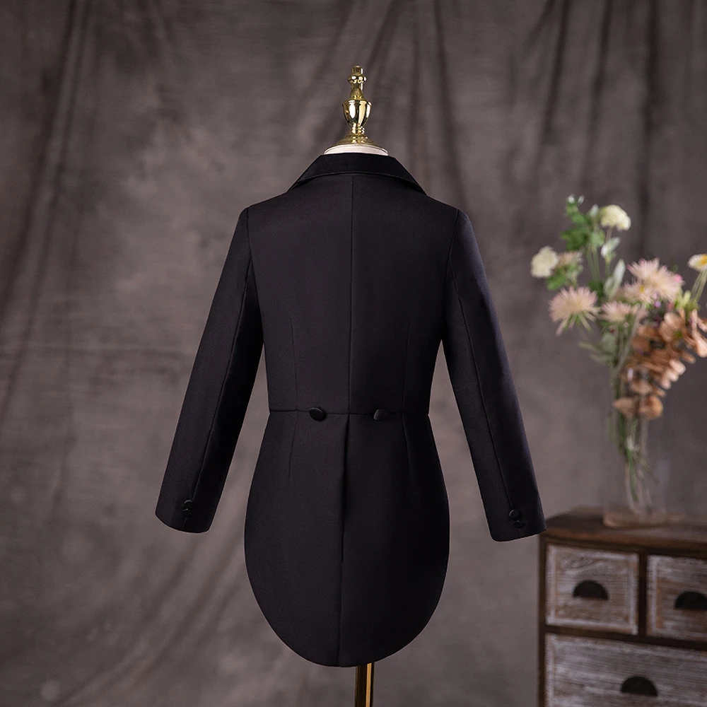 Black Suits for Boy Piano Performance Children Stage Violin Tailcoat Formal School Graduation Ceremony Kids Clothes 3 Piece